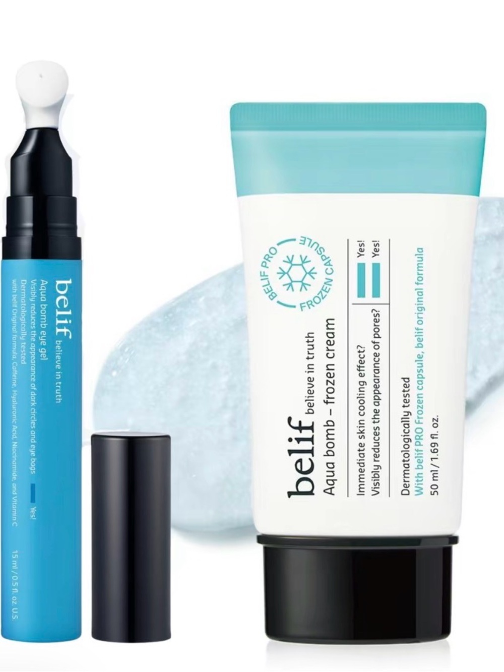 Belif Aqua Bomb Hydrating Depuff Duo -Aqua Bomb Eye Gel & Frozen Cream